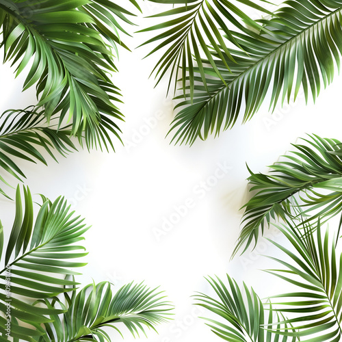  Empty Room with Palm Leaf Border  Transparent Background  Realistic 3D Render PNG  Blank White Background   Empty Space with Palm Leaf Border  Realistic 3D Render PNG  Transparent Background  White B