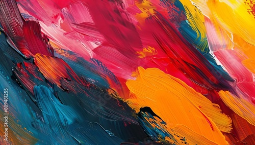 An abstract smudge of painterly brushstrokes in bold primary colors, offering artistic energy