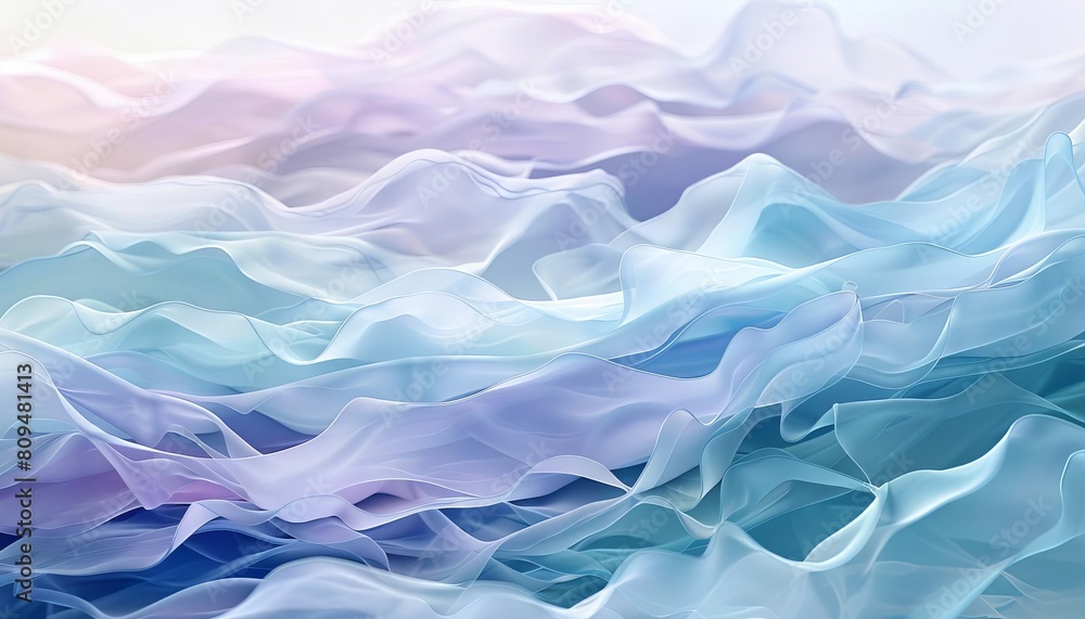 An abstract wave pattern made of pastel hues, evoking the peaceful ebb and flow of the ocean An abstract wave pattern made of pastel hues, evoking the peaceful ebb and flow of the ocean