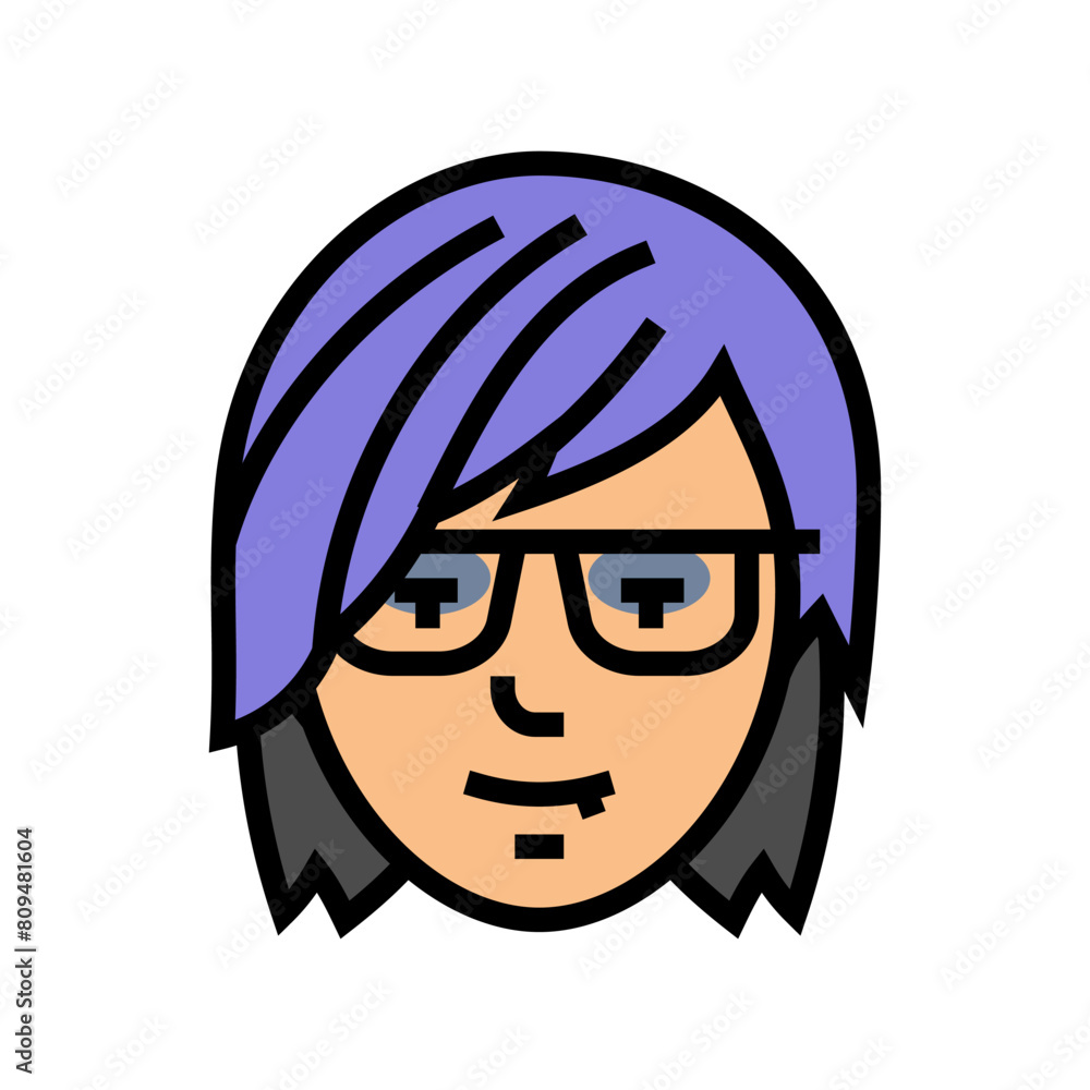 female avatar emo color icon vector. female avatar emo sign. isolated symbol illustration