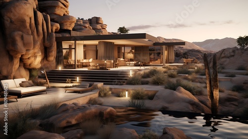 Image of a Contemporary Desert Dwelling: Minimalism Amidst Arid Beauty