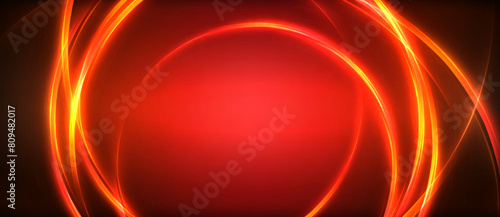 Vibrant red background adorned with glowing circles reminiscent of automotive lighting. The mix of amber, magenta, and electric blue create a dynamic and eyecatching event backdrop