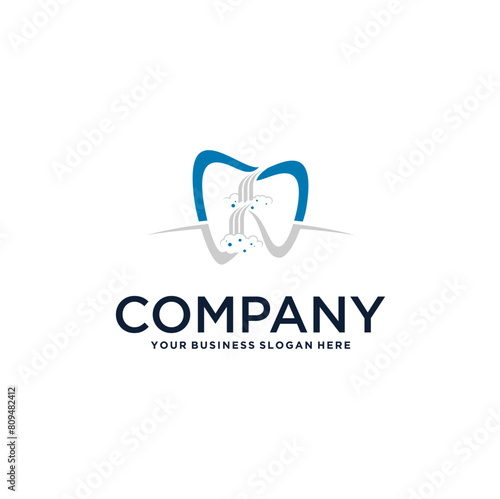 dental logo design with care and waterfall