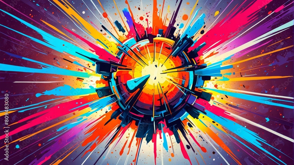 Fototapeta premium カラフルな爆発イラスト,Generative AI AI画像