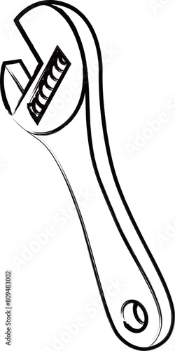 筆書き工具イラスト　レンチ