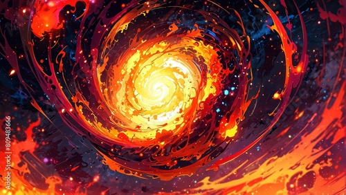 渦巻く炎のイラスト,Generative AI AI画像