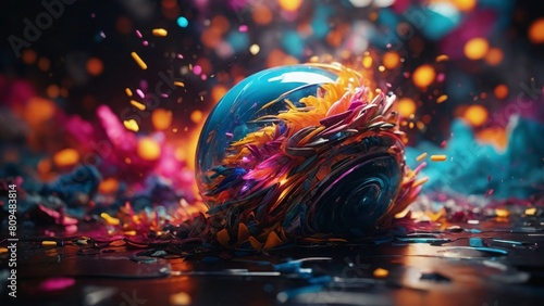Obraz na płótnie 激しくぶつかり合う球体CGアート,Generative AI AI画像