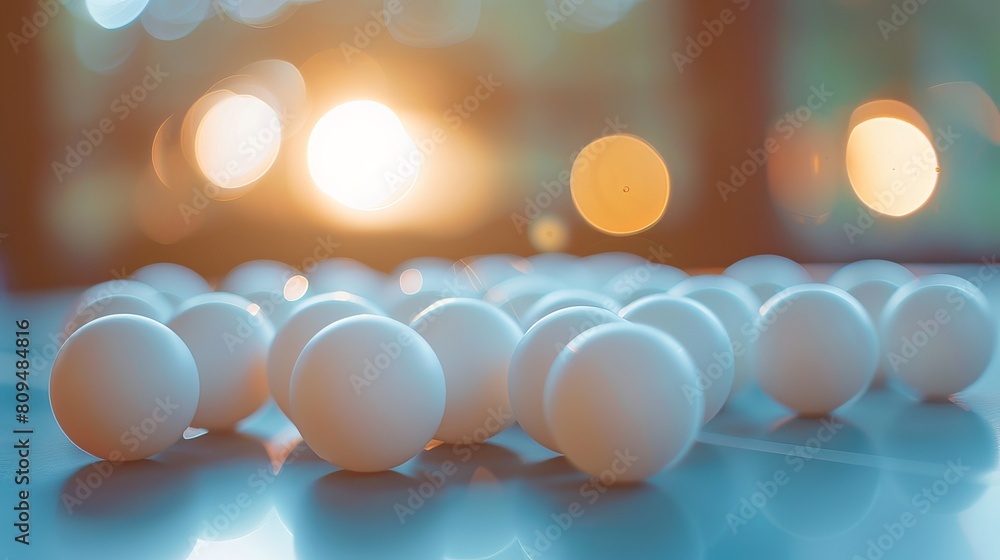 Φωτογραφία Table tennis balls are scattered on a blurred background, evoking the dynamic nature of the game