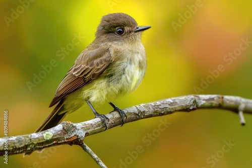 Beautiful Eastern Phoebe Perched in Nature: A Struggling Species of Small Passerine Flycatcher photo