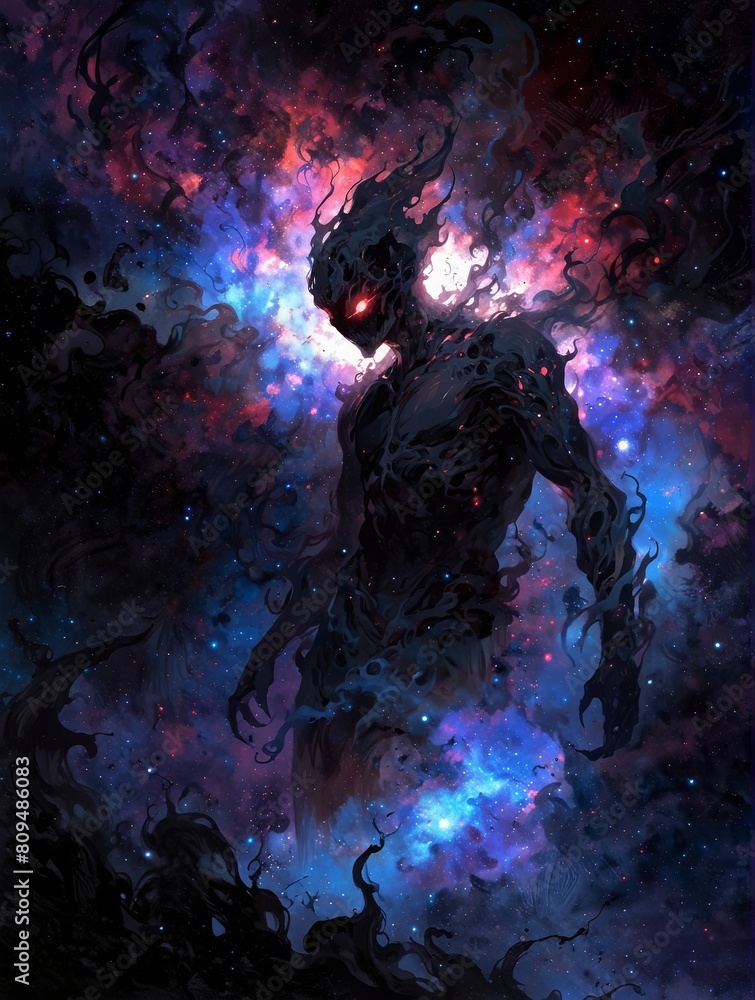 Fototapeta premium 黒い人型のモンスター,Generative AI AI画像