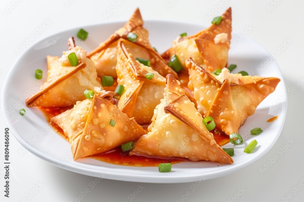 Air Fried Crab Rangoon Perfection with Scallion Garnish Air Fried Crab Rangoon Perfection with Scallion Garnish