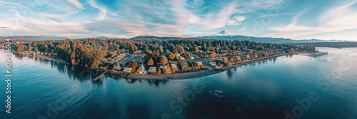 A Panoramic Aerial View of Island: Mountains, Skyline, Beaches photo