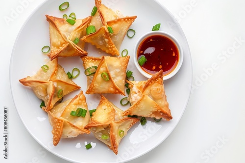 Mouthwatering Air Fried Crab Rangoon with Scallion Garnish