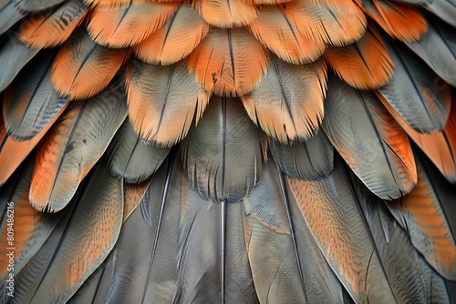 The symmetrical arrangement of a bird s feathers, seen in fine detail
