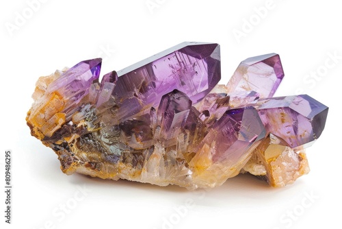 Ametrine Crystal from Anahi Mine, Bolivia: Stunning Mineral Stone on Isolated White Background photo