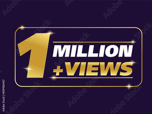 1M Views celebration background design. 1 million plus Views