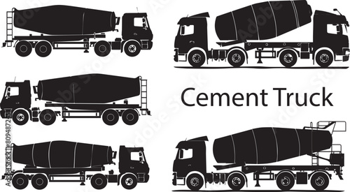 Cement Truck Silhouette Mastery Blackened Blend Vector Art