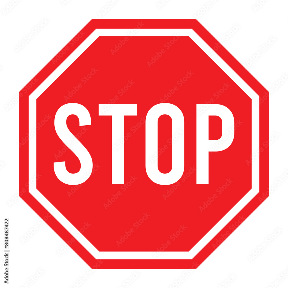 Stop Sign Vector Illustration Isolated on White Background. Traffic Regulatory Warning Stop Symbol. Stop Sign Vector Illustration Isolated on White Background. Traffic Regulatory Warning Stop Symbol.