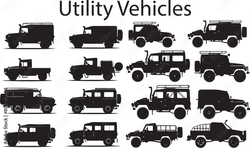 Utility Vehicle's Vector Silhouette Illustration Utility Vehicle's Vector Silhouette Illustration