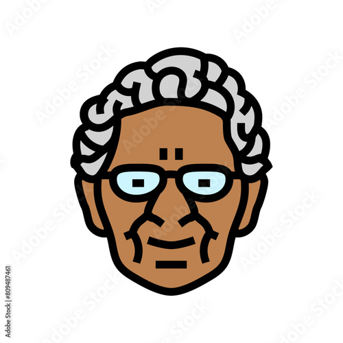 senior old woman avatar color icon vector. senior old woman avatar sign. isolated symbol illustration