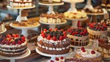 Assorted Delicious Cakes in Display
