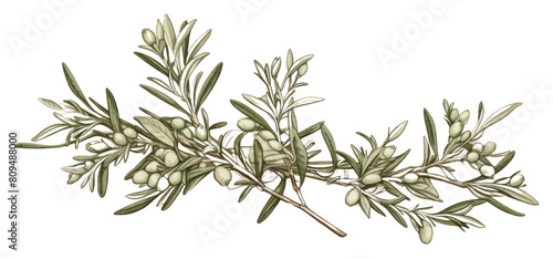 PNG Line art of rosemary plant herbs leaf. photo