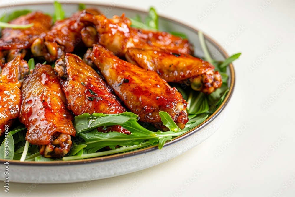 Spicy Chicken Wings on a Bed of Fresh Greens