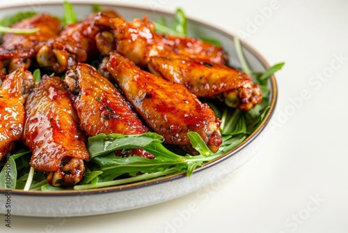 Spicy Chicken Wings on a Bed of Fresh Greens