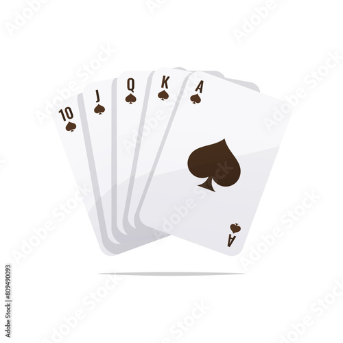 Royal flush spades playing cards vector.