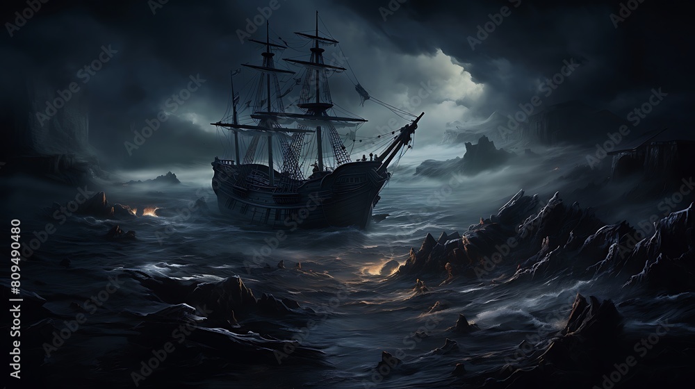 Image of a spectral shipwreck on a desolate shore, where the eerie remnants of a once majestic vessel are shrouded in mist and mystery. Image of a spectral shipwreck on a desolate shore, where the eerie remnants of a once majestic vessel are shrouded in mist and mystery.