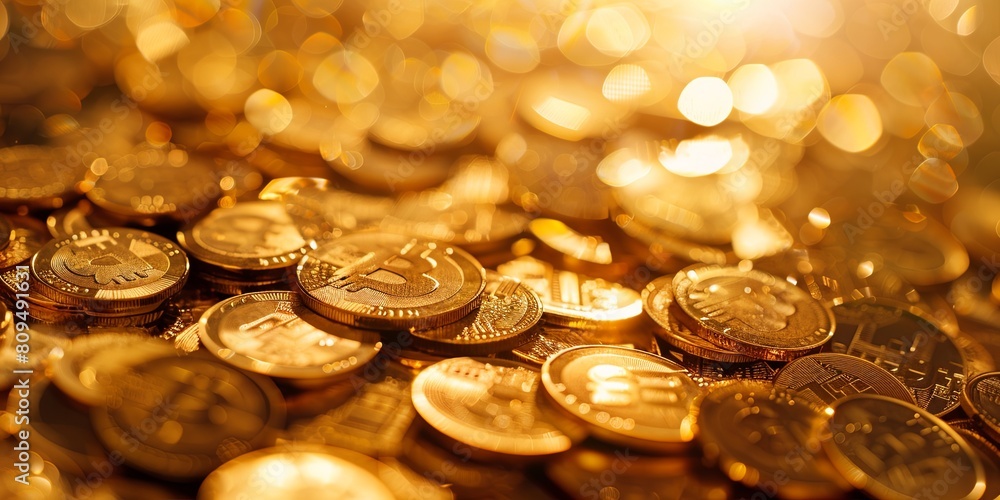 close up of golden coins, generative AI close up of golden coins, generative AI