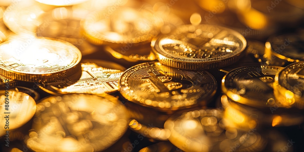 close up of golden coins, generative AI close up of golden coins, generative AI
