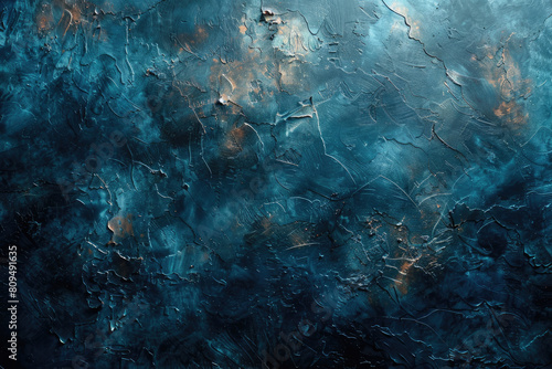 A dark blue and silver background with texture, painted in the style of oil painting, featuring deep sea tones. Created with Ai