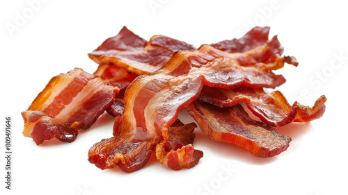 Fried bacon fried food isolated on a transparent background