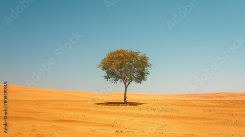 Single tree in the desert. © Shanorsila