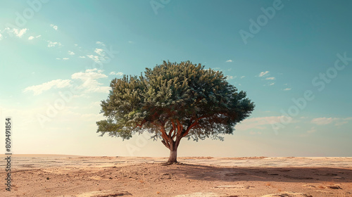 Single tree in the desert. © Shanorsila