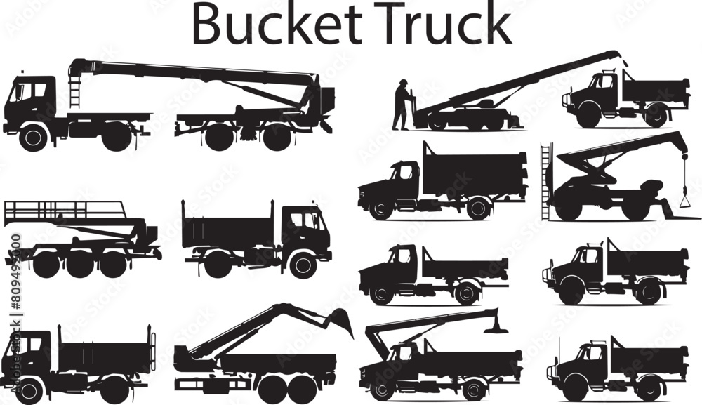 Bucket Truck silhouette vector illustration collect