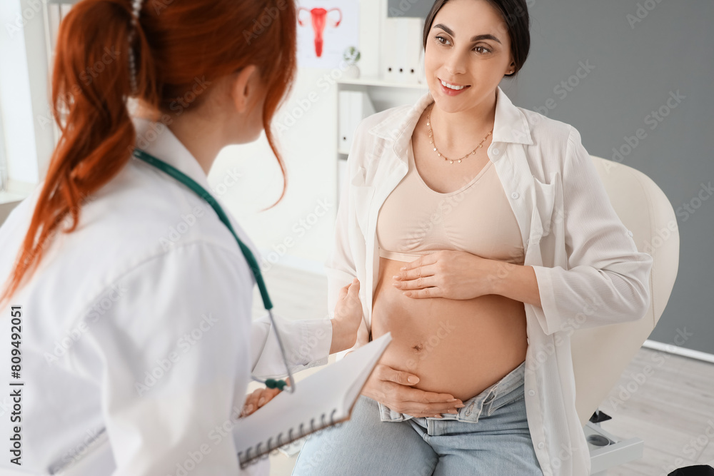© Pixel-Shot - Young pregnant woman visiting doctor in clinic