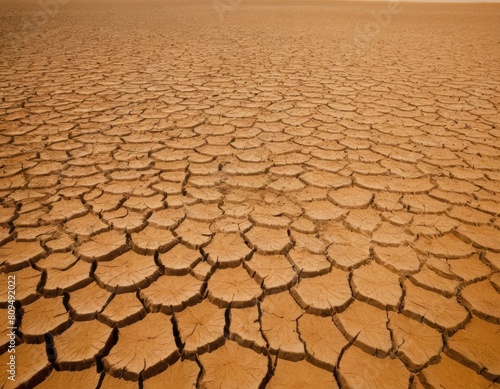 A desert landscape with a lot of cracks and holes in the ground