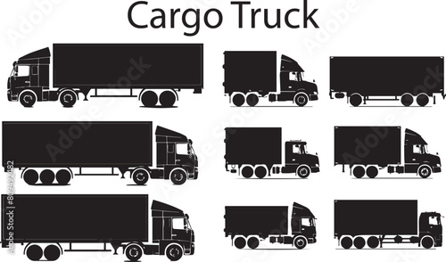 Cargo Truck Vector Set   transportation Illustration 