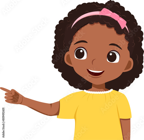 African-American girl pointing finger