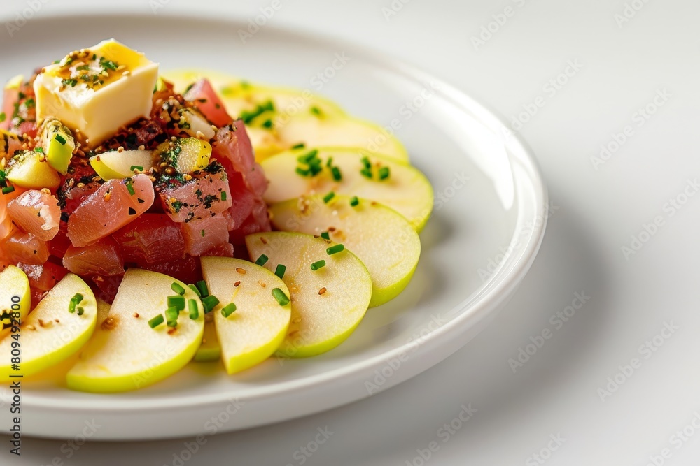 Ahi Tuna Tartare with Herbed Brown Butter and Tarragon-Infused Apple Ahi Tuna Tartare with Herbed Brown Butter and Tarragon-Infused Apple