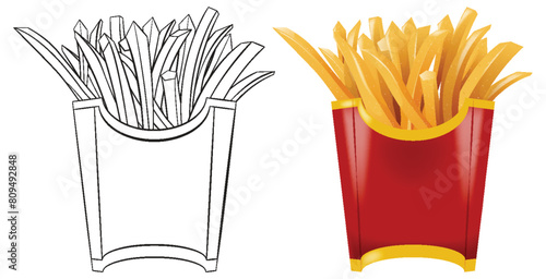 Vector illustration of two servings of fries