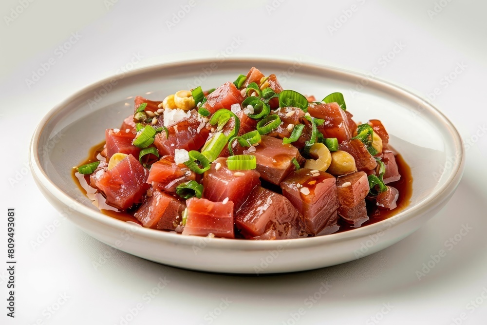 Exquisite Ahi Tuna Poke with Vibrant Tobiko and Mango-Avocado Salsa
