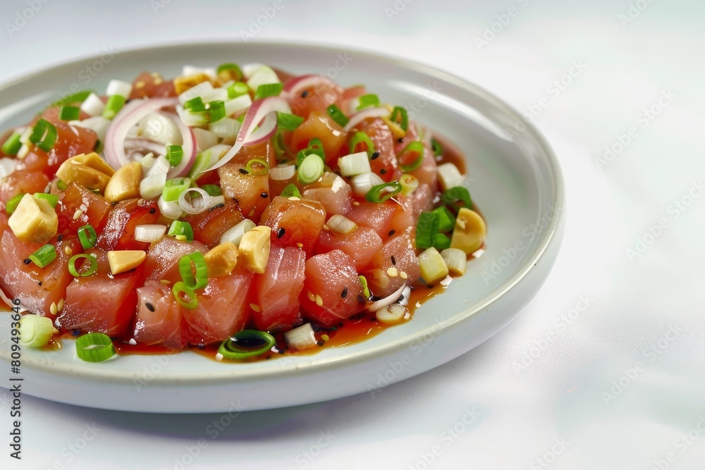 Vibrant Ahi Poke with Tuna, Ogo Seaweed, and Chives Vibrant Ahi Poke with Tuna, Ogo Seaweed, and Chives
