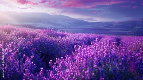 Vivid Lavender Field During the Summer Time