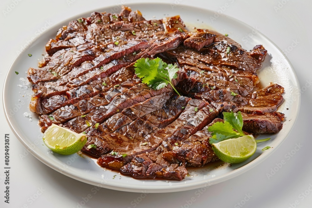 Seared Agujas Steak on Pristine White Plate