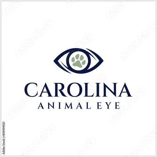 animal eye care health logo design. good use for clinic or veterinary eye doctor symbol