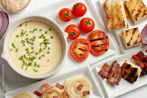 Satisfying Aged Cheddar Fondue with Grilled Vegetables and Onions