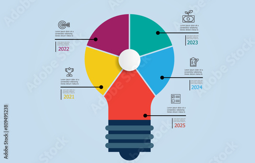 infographic light bulb steps business workflow report background